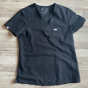 Figs Black Scrub Top Medical Catarina nursing Short Sleeve Shirt Pocket